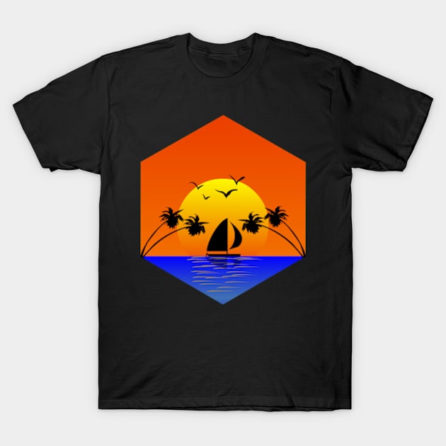 MINIMALIST SUNSET LANDSCAPE AT THE SEA T-Shirt by SAMUEL FORMAS